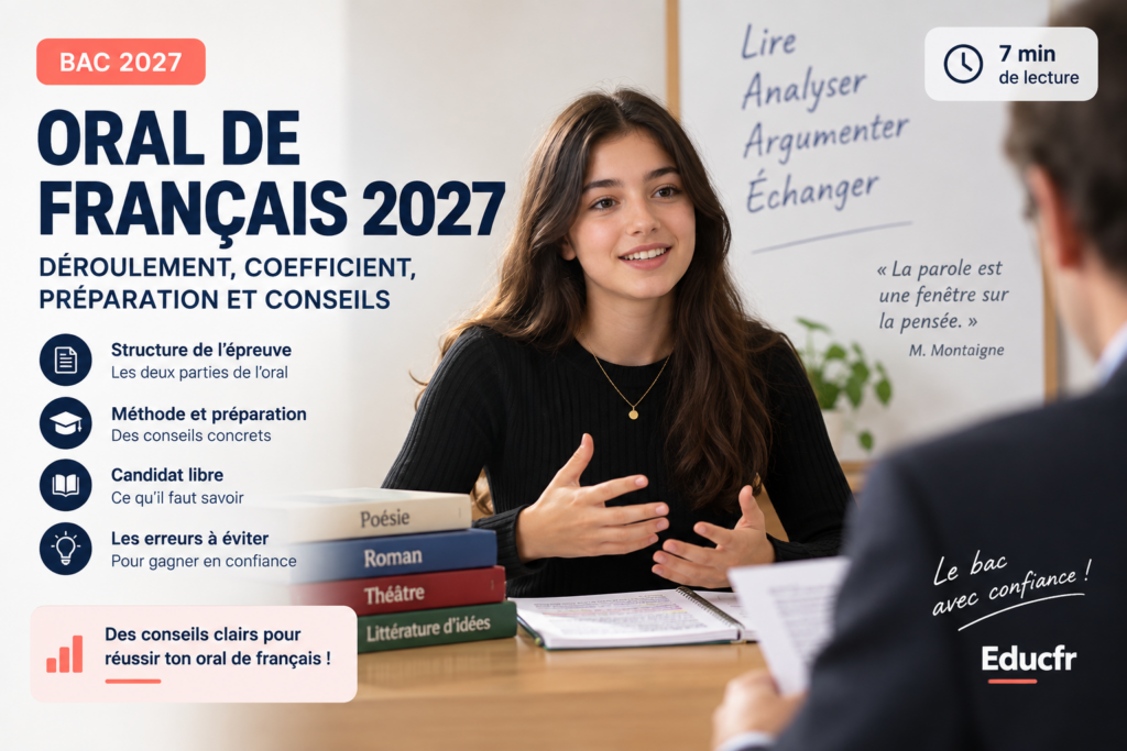 Oral de français 2027 : déroulement, coefficient, préparation et conseils