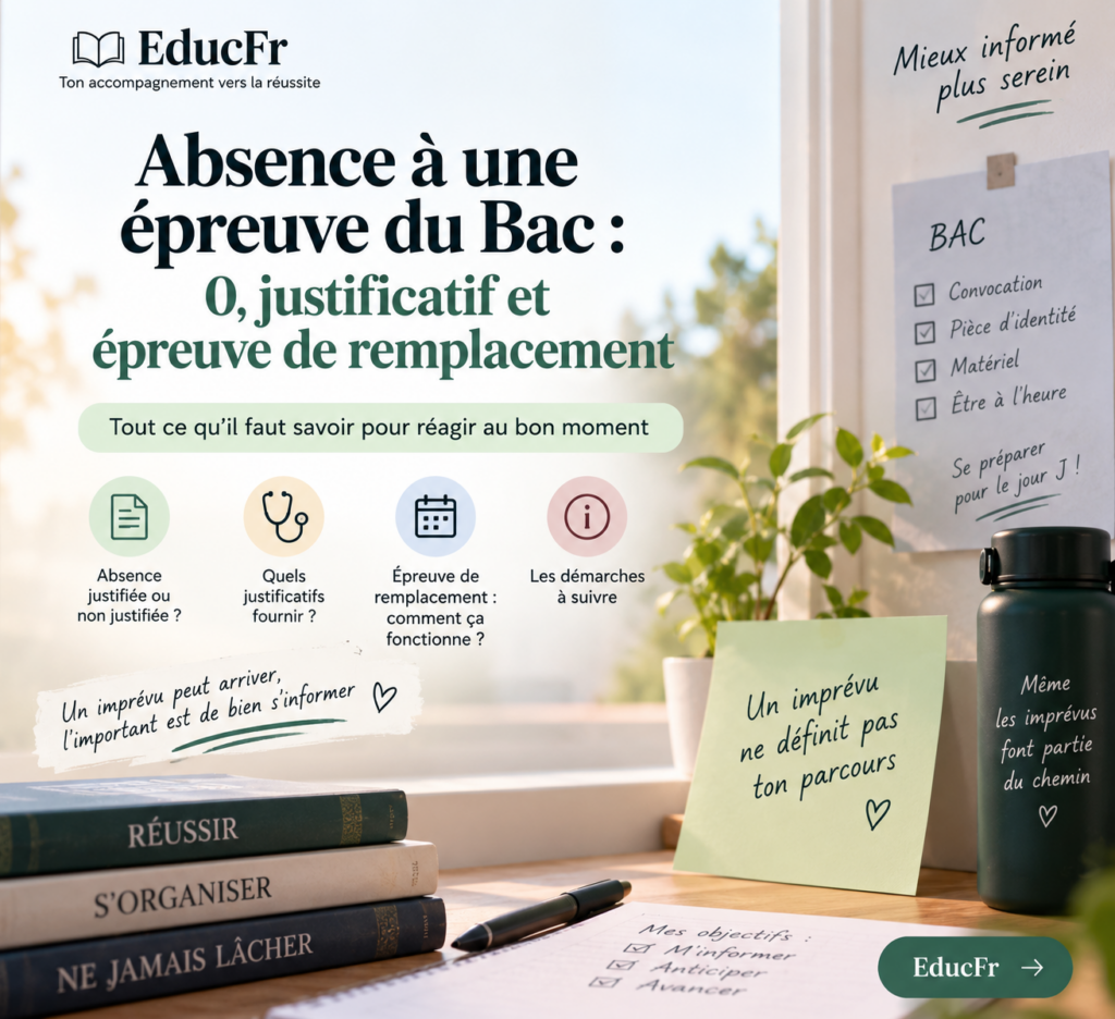 Absence à une épreuve du Bac : 0, justificatif et épreuve de remplacement